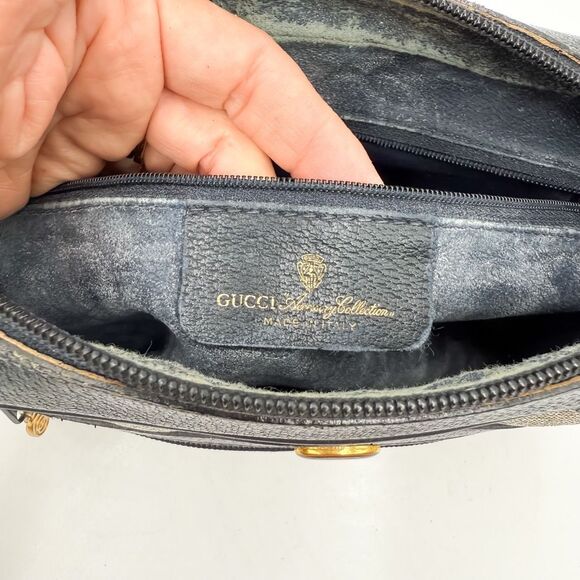 Gucci GG Ophidia Monogram Web Stripe Crossbody Shoulder Bag Navy Vintage Purse - Picture 13 of 14